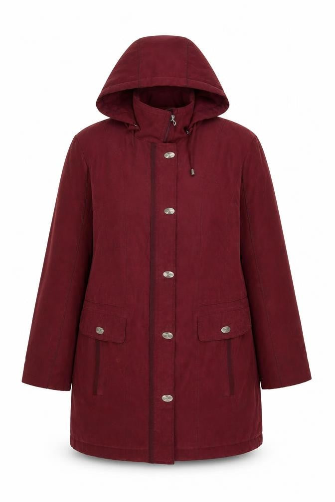 Anna Rose Women's Red Hooded Long Parka Coat Size M