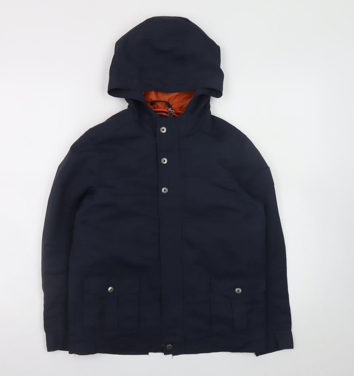 Vertbaudet Boys Blue Hooded Parka Coat 11-12 Years Lined Water Resistant