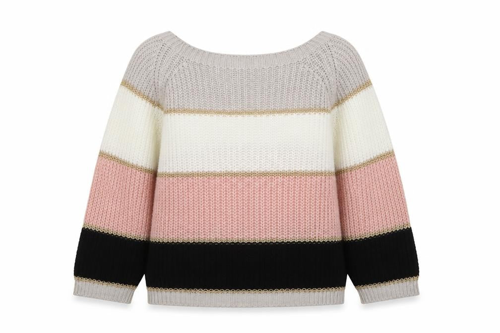 Lulua London Women's Multicoloured Striped Chunky Knit Jumper Size S
