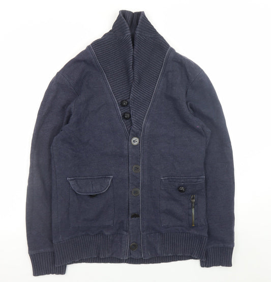River Island Men's Blue Shawl Collar Cardigan Jumper Size L