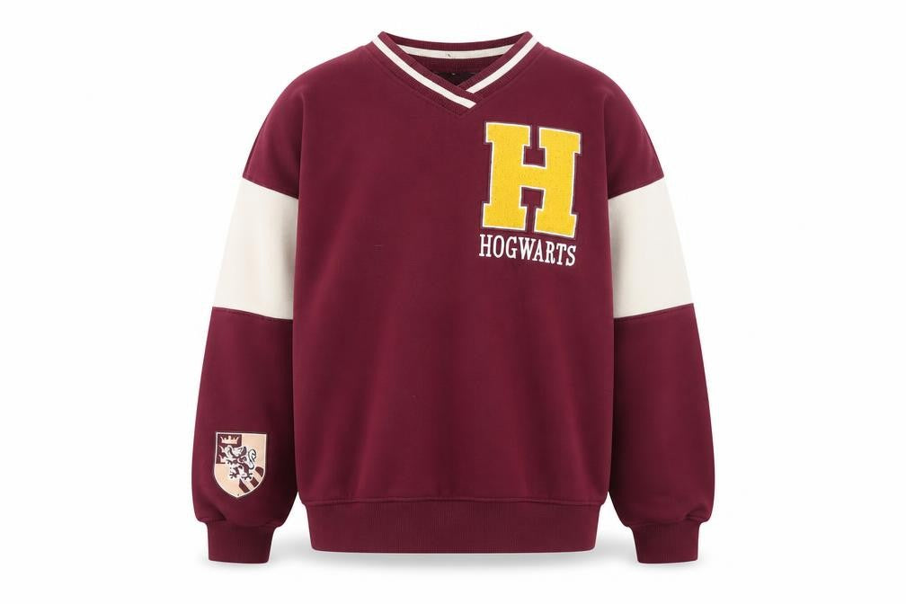 H&M Girls Red Hogwarts Pullover Sweatshirt 11-12 Years V-Neck Cotton Blend