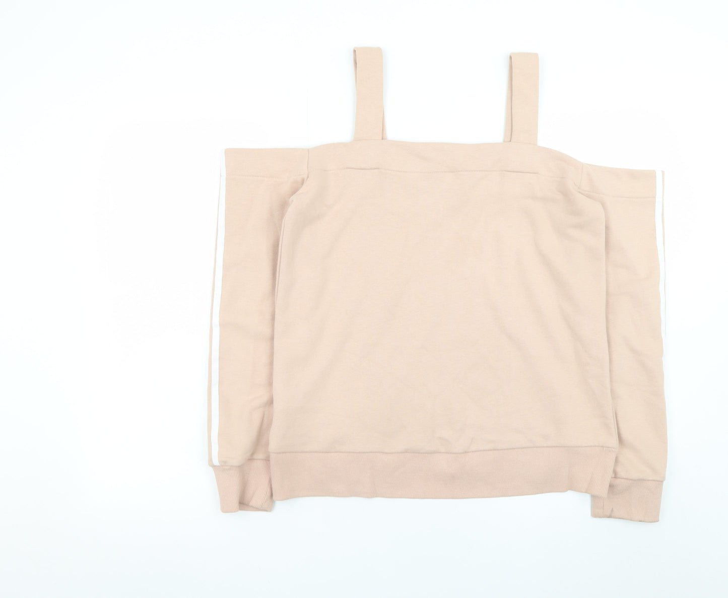 Adidas Women Beige Off Shoulder Sweatshirt Size 8 Cotton Blend