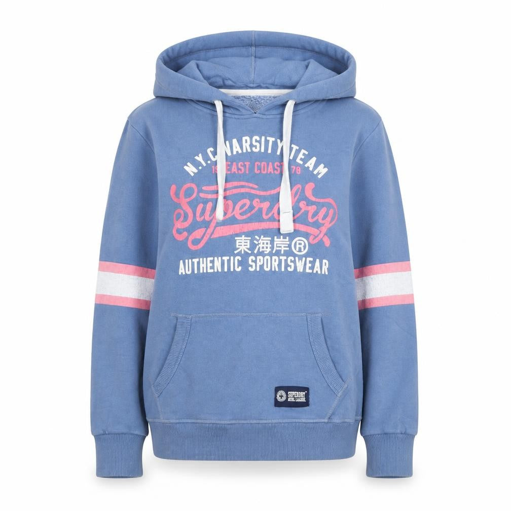 Superdry Womens Blue XS Pullover Hoodie with Varsity Print
