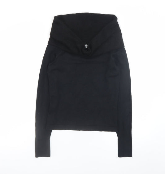 Ann Taylor Women's Black Silk Blend Cowl Neck Jumper Size S