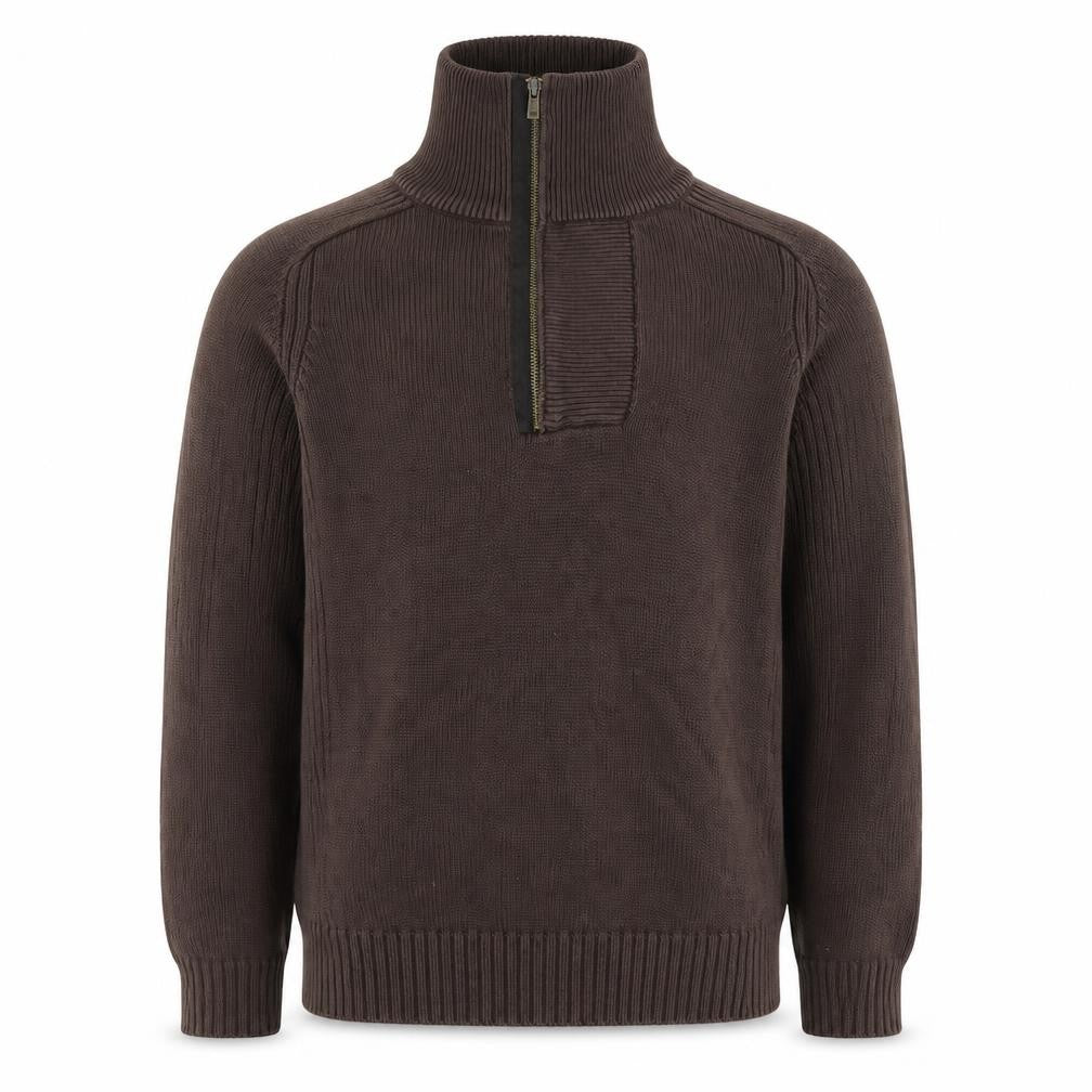 Zara Man Brown 1/2 Zip High Neck Cotton Jumper L