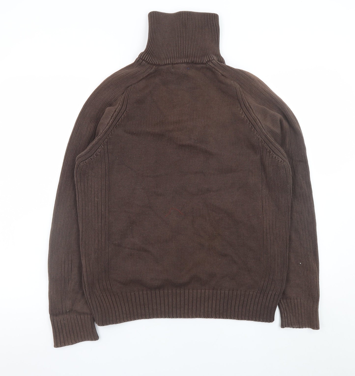 Zara Man Brown 1/2 Zip High Neck Cotton Jumper L
