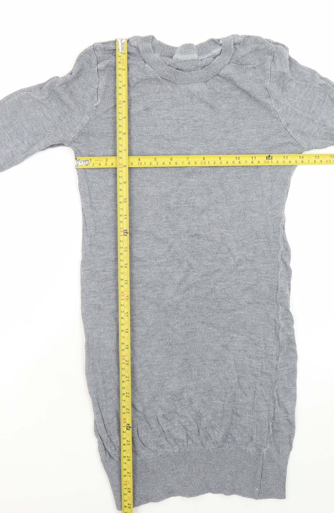 American Apparel Women Grey Knit Jumper Dress M Long Sleeve