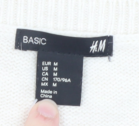 H&M Women Ivory Cable-Knit Crew Neck Jumper Size 12