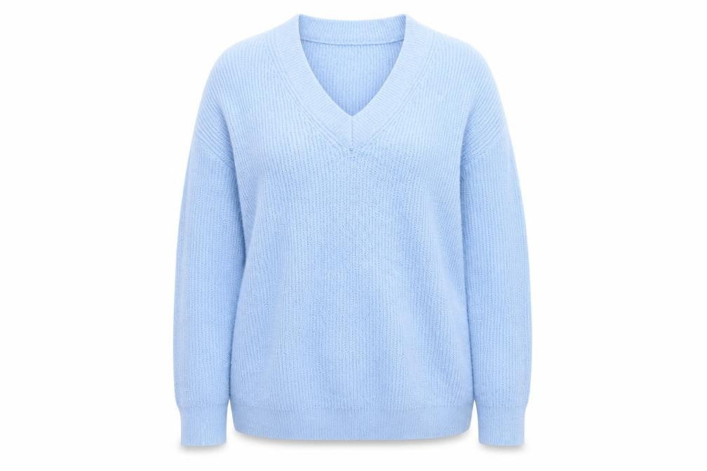 Brave Soul Women Blue V-Neck Knit Pullover Jumper Size 16