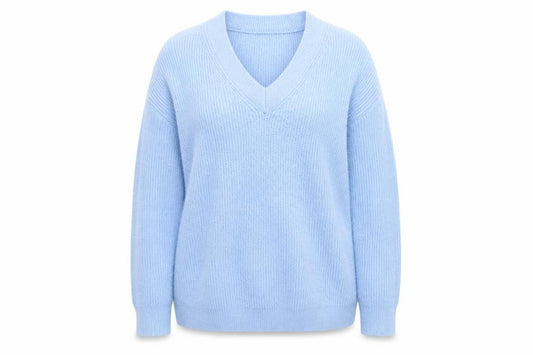 Brave Soul Women Blue V-Neck Knit Pullover Jumper Size 16