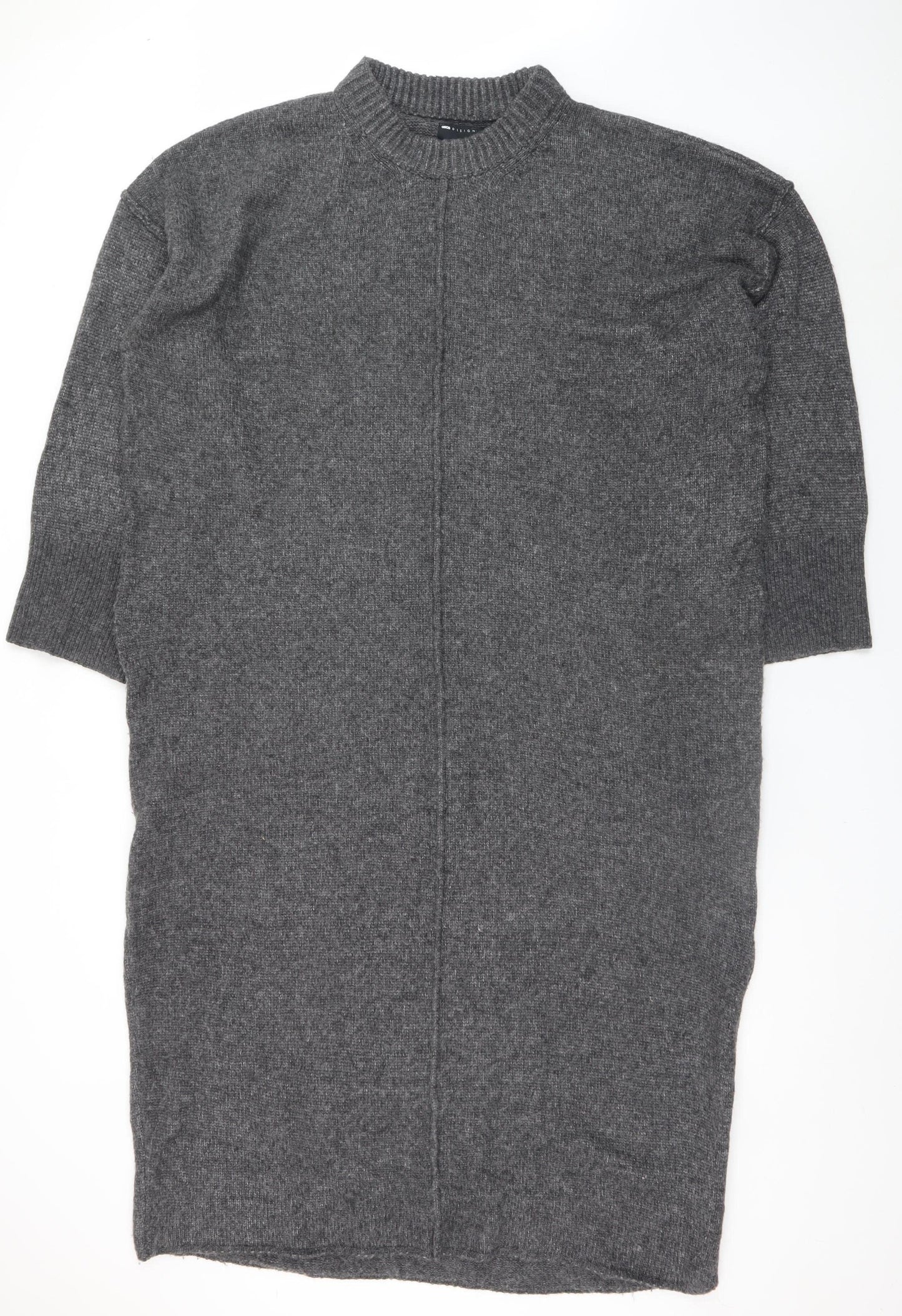 ASOS Women’s Grey Jumper Dress Size 16-18 Knit Half Sleeve High Neck