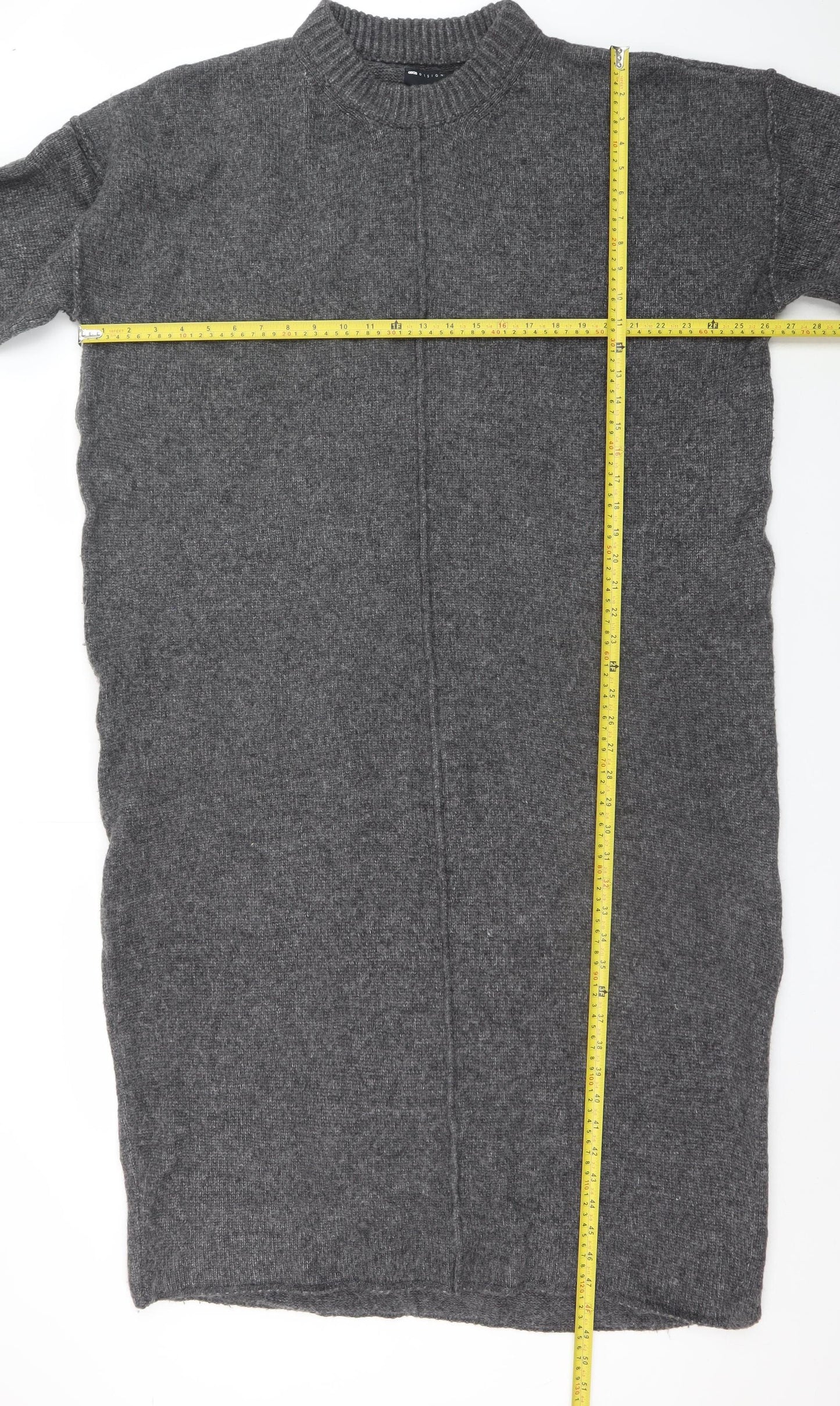 ASOS Women’s Grey Jumper Dress Size 16-18 Knit Half Sleeve High Neck