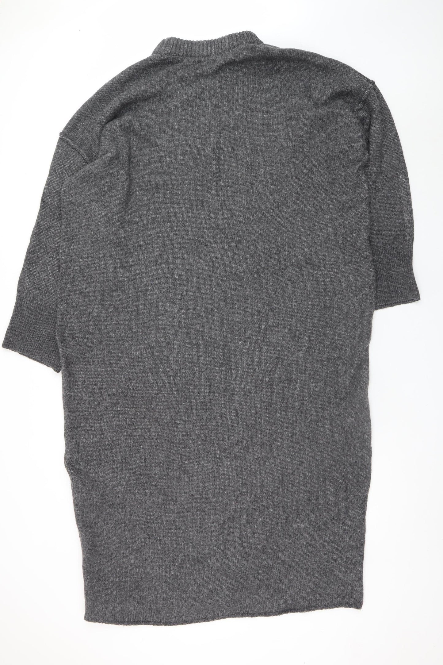 ASOS Women’s Grey Jumper Dress Size 16-18 Knit Half Sleeve High Neck
