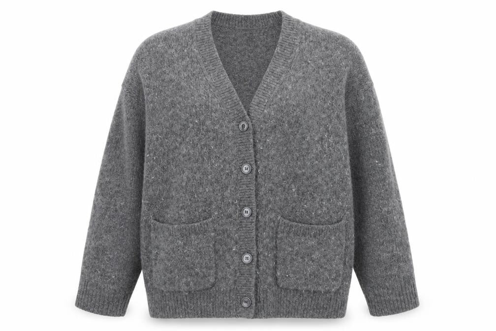 Weekday Women Grey Wool Blend Chunky Knit Cardigan S