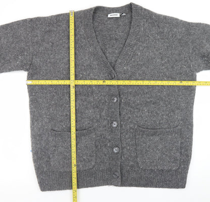 Weekday Women Grey Wool Blend Chunky Knit Cardigan S