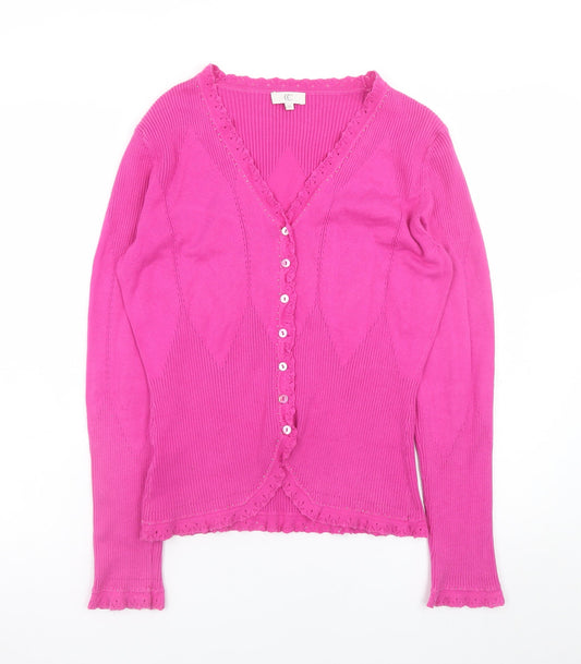 CC Women’s Pink V-Neck Button Cardigan Knit Jumper Size M