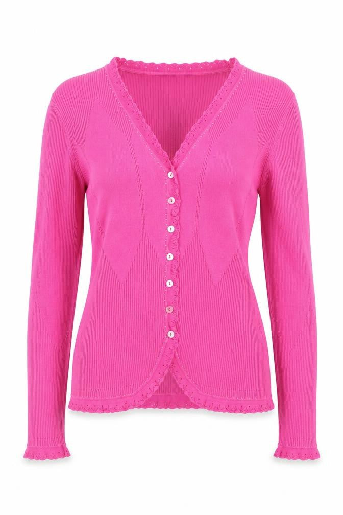 Country Casuals Women’s Pink V-Neck Button Cardigan Knit Jumper Size M