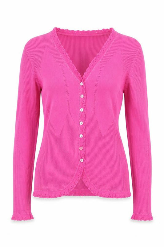 Country Casuals Women’s Pink V-Neck Button Cardigan Knit Jumper Size M