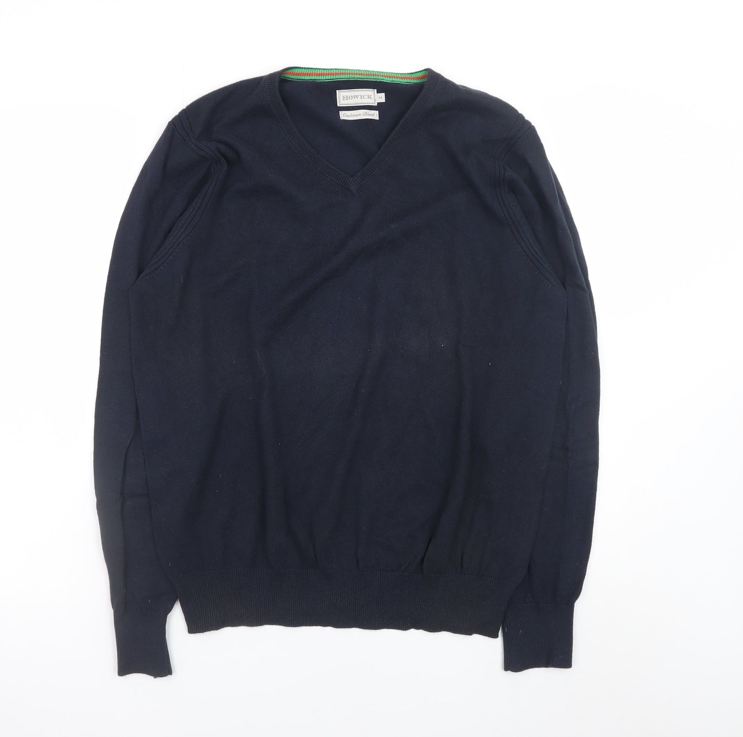Howick Men's Blue Cashmere Blend V-Neck Pullover Jumper M