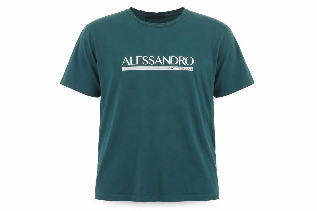 Alessandro Zavetti Milano Men's Teal XL Crew Neck Graphic T-Shirt