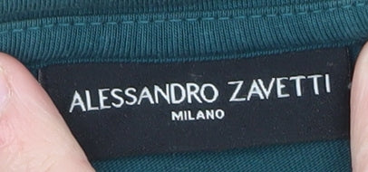 Alessandro Zavetti Milano Men's Teal XL Crew Neck Graphic T-Shirt