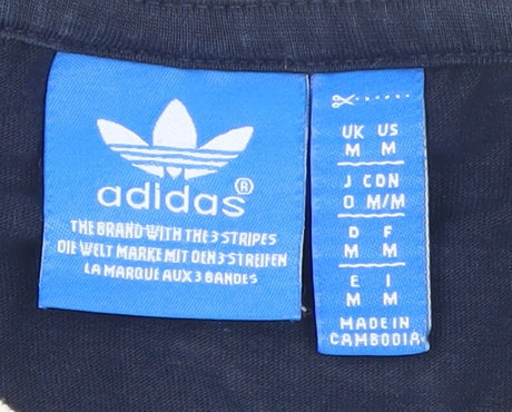 Adidas Mens Navy Short Sleeve Crew Neck T-Shirt Size M Organic Cotton