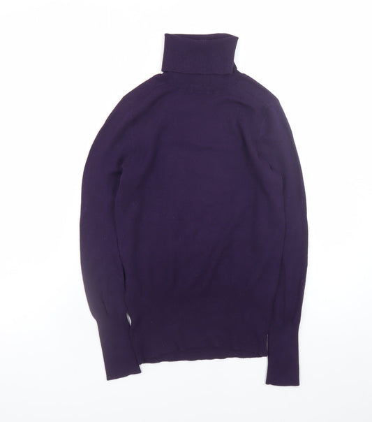 Banana Republic Women's Purple XS Roll Neck Silk Cashmere Jumper