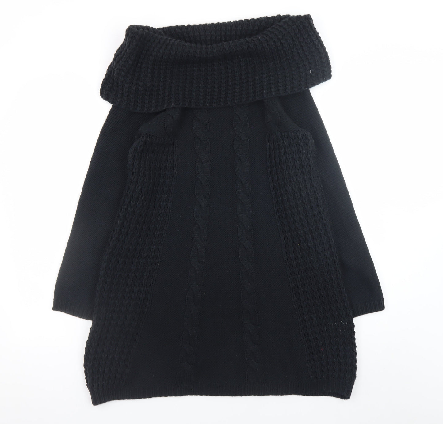 Joe Browns Women Black Knit Jumper Dress Size 10 Cowl Neck Winter