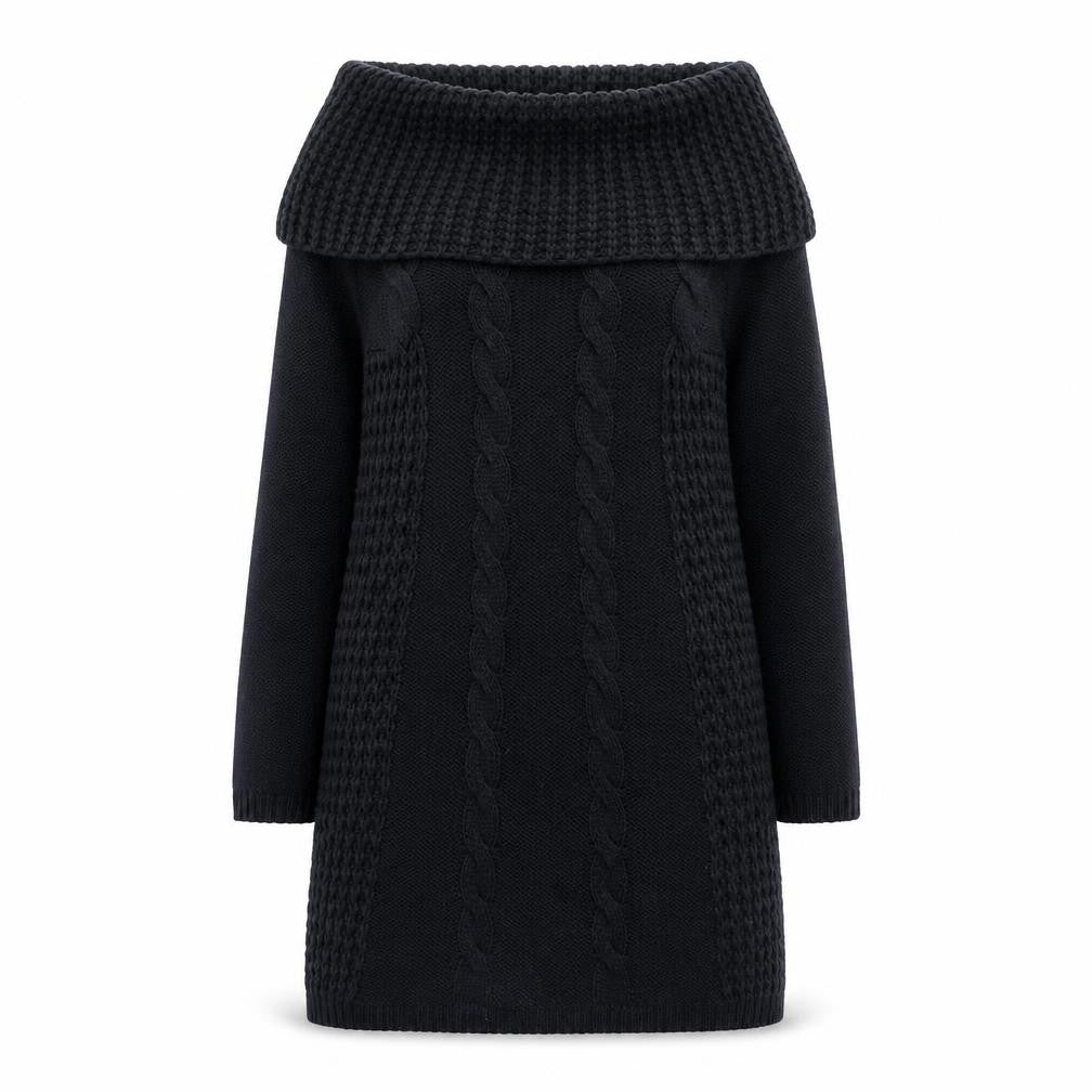 Joe Browns Women Black Knit Jumper Dress Size 10 Cowl Neck Winter