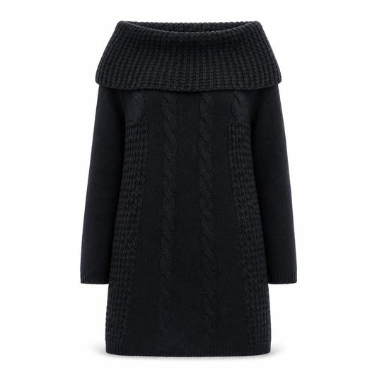 Joe Browns Women Black Knit Jumper Dress Size 10 Cowl Neck Winter