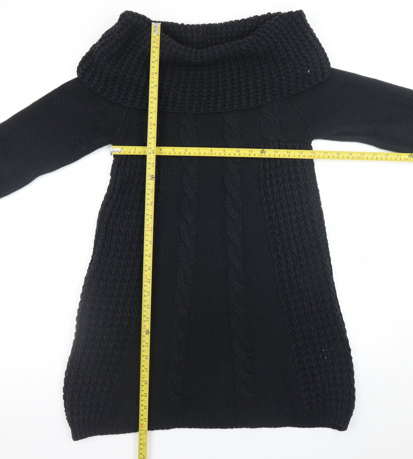 Joe Browns Women Black Knit Jumper Dress Size 10 Cowl Neck Winter