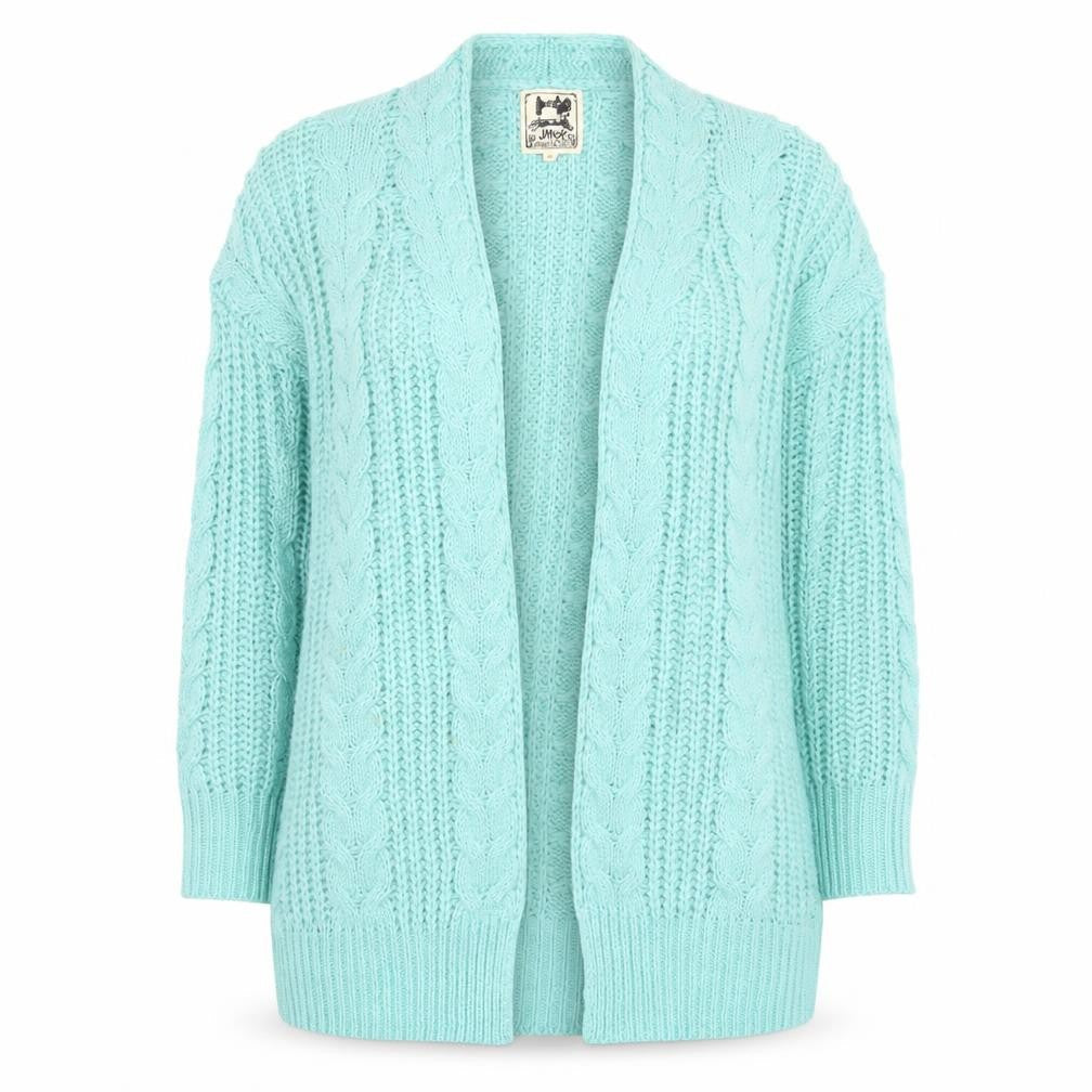 Jaase Women's Blue Chunky Knit Open Cardigan M