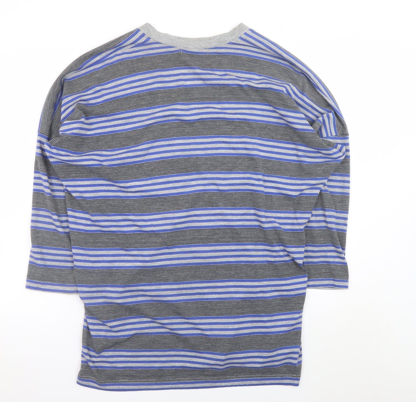 Nicole Farhi Women Blue Striped V-Neck Button Cardigan Size S