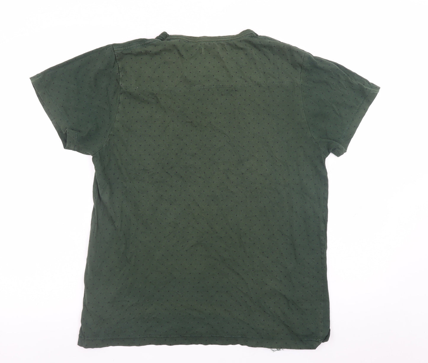 French Connection Men Dark Green Polka Dot Cotton T-Shirt XL