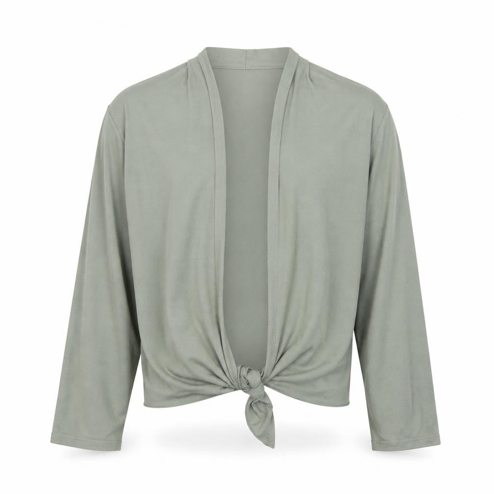 Marks & Spencer Women Green Long Sleeve Tie Front Jersey Top L