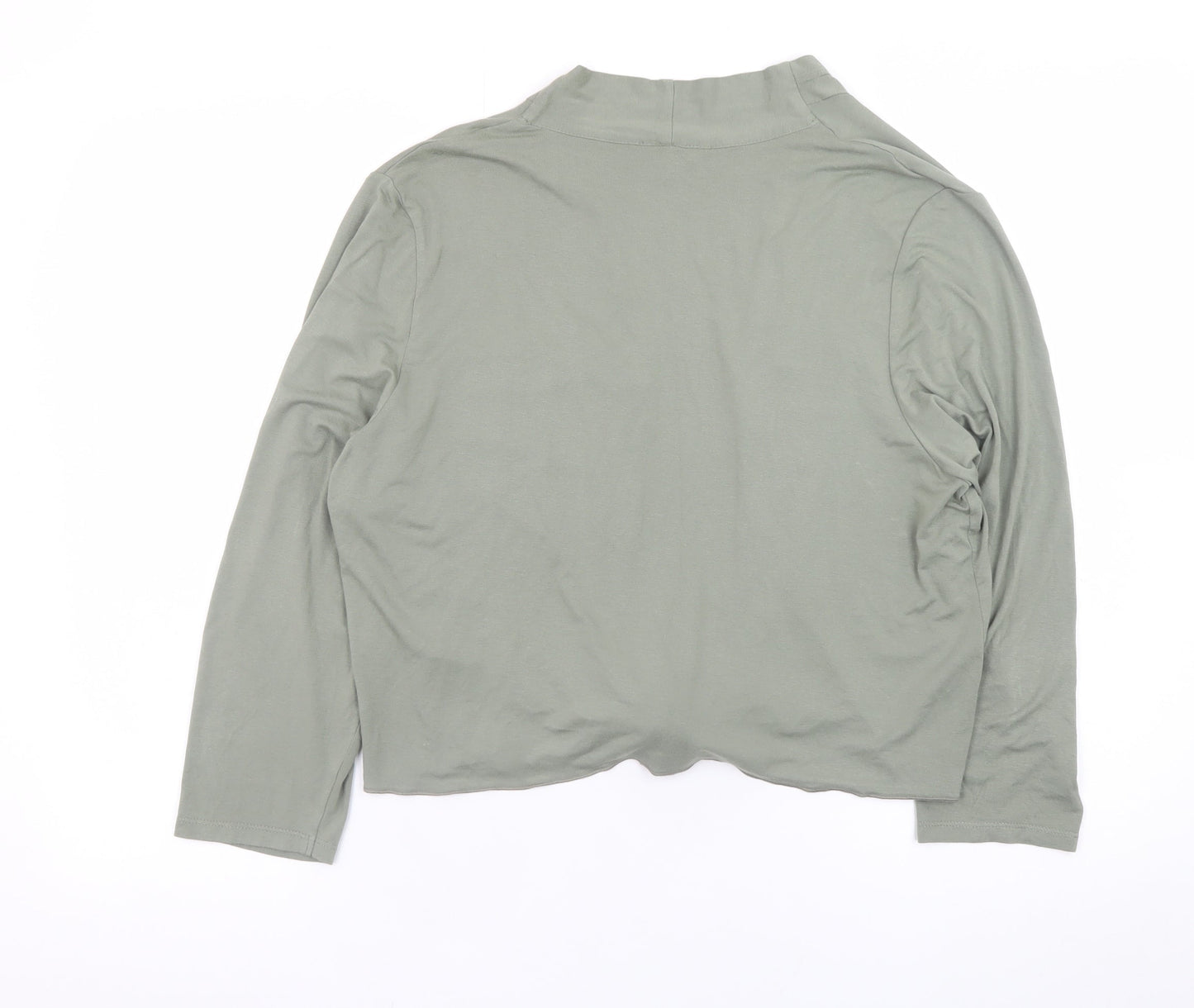 Marks and Spencer Women Green Long Sleeve Tie Front Jersey Top L