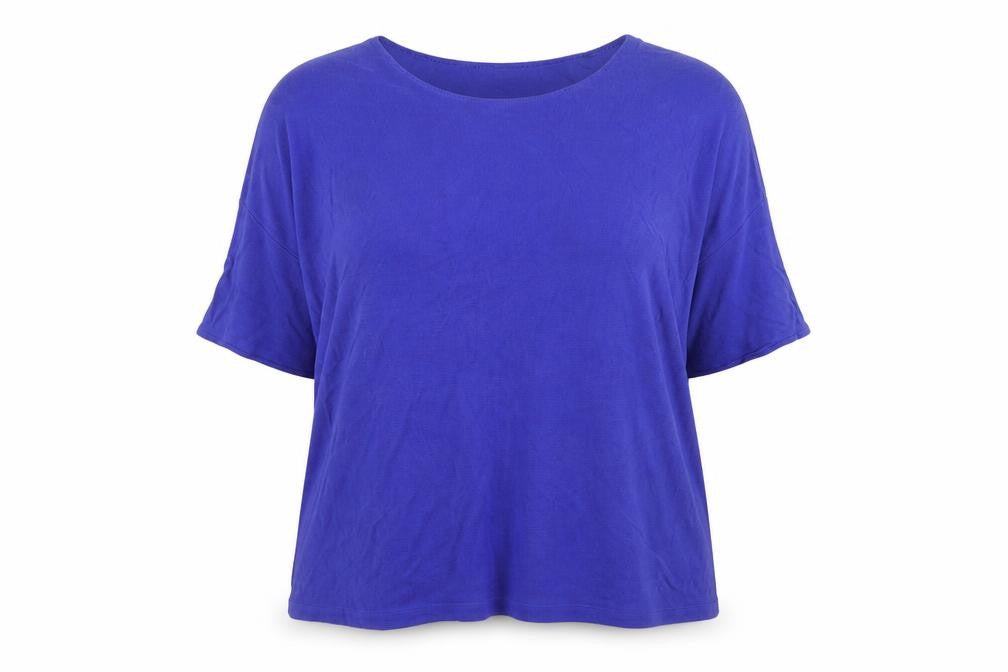 InWear Women's Blue Viscose Knit Short Sleeve Pullover Jumper XL