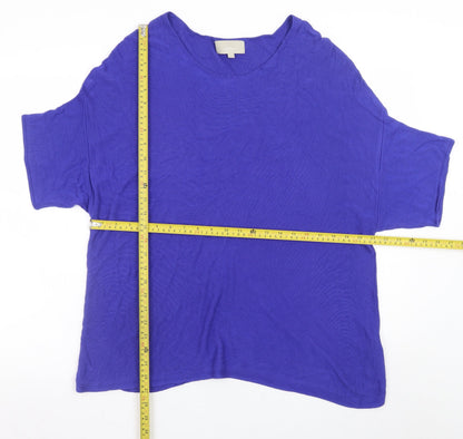InWear Women's Blue Viscose Knit Short Sleeve Pullover Jumper XL