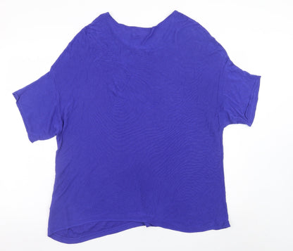 InWear Women's Blue Viscose Knit Short Sleeve Pullover Jumper XL