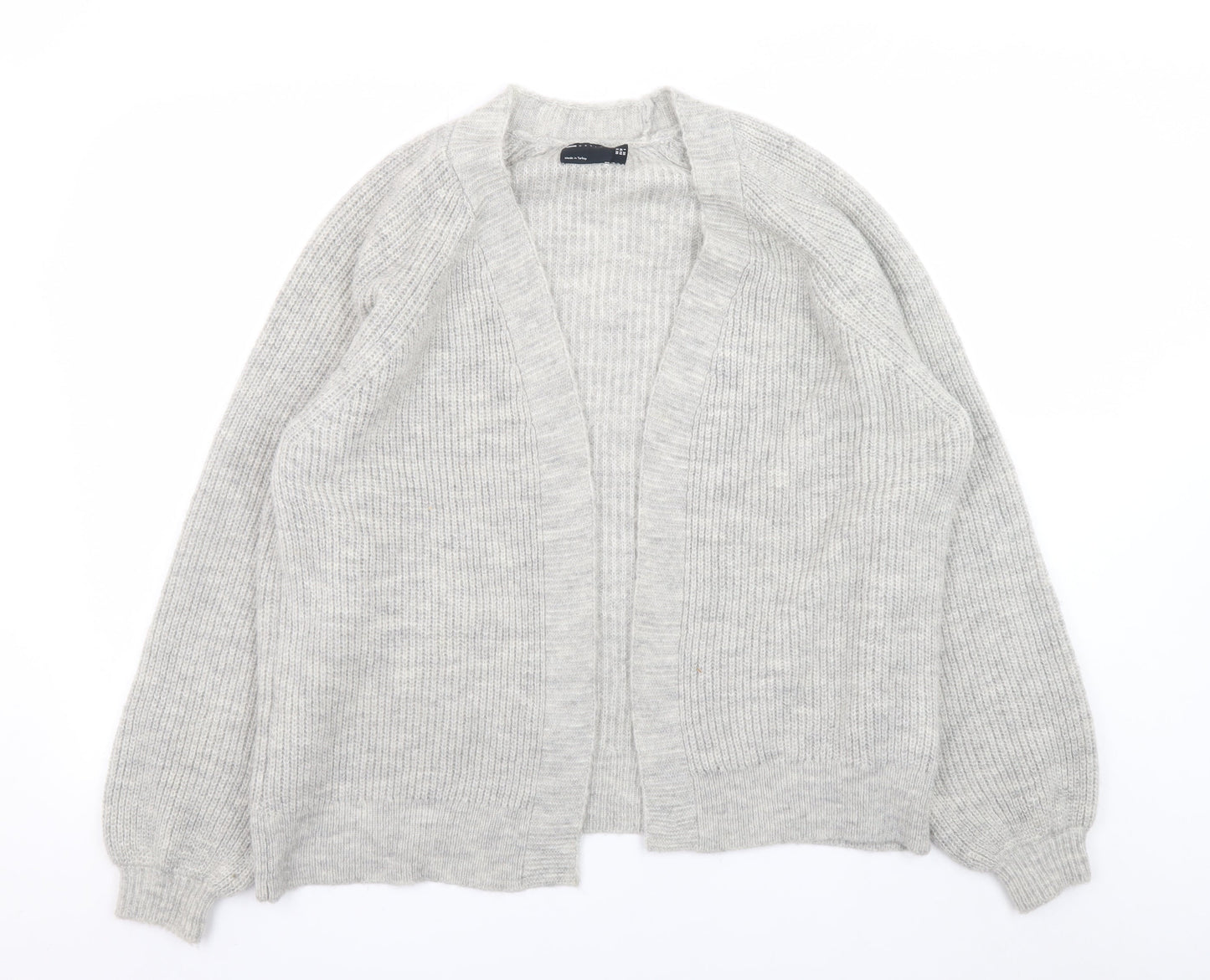 ASOS Design Womens Grey UK 10 Rib Knit Open Cardigan Jumper