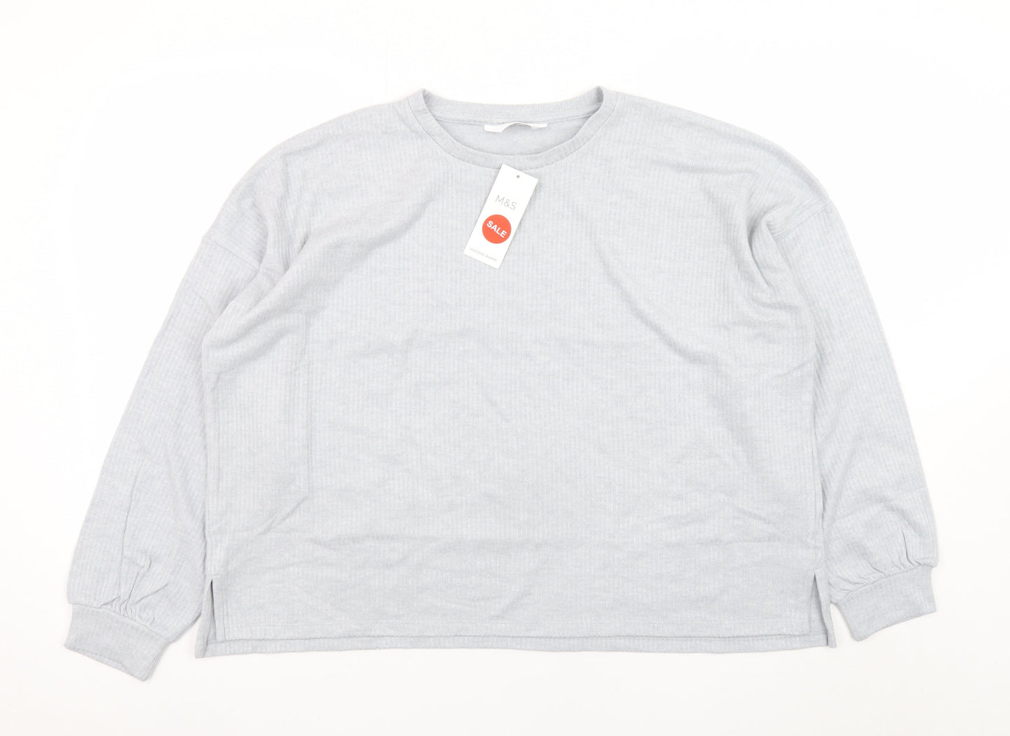 Marks and Spencer Women Grey L Pullover Crew Neck Jumper