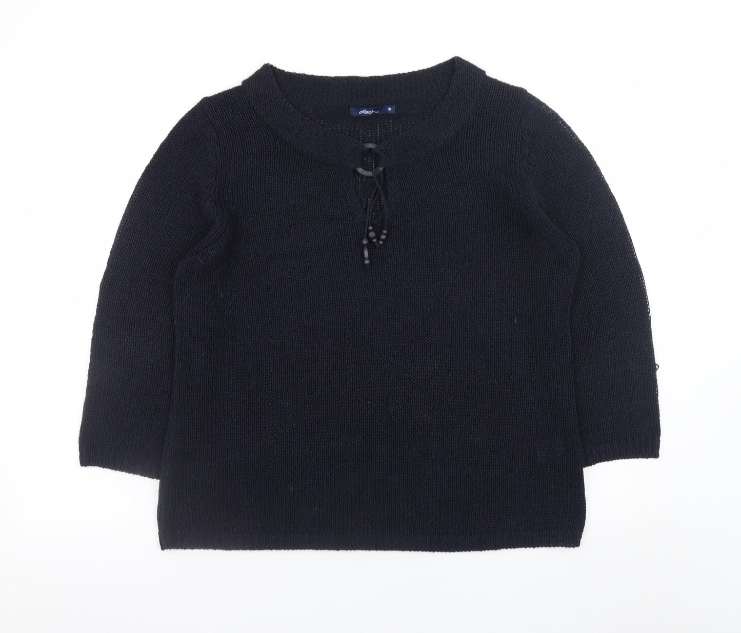 Dash Black Knit V-Neck Pullover Jumper Size 18