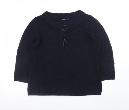 Additional front view of Dash Black Knit V-Neck jumper, size 18