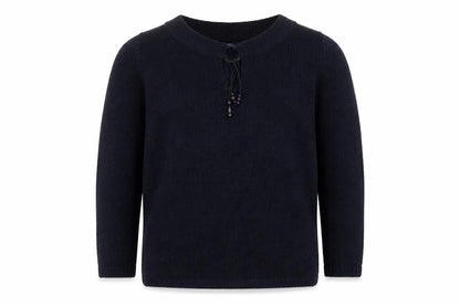 Front view of Dash Black Knit V-Neck jumper, size 18
