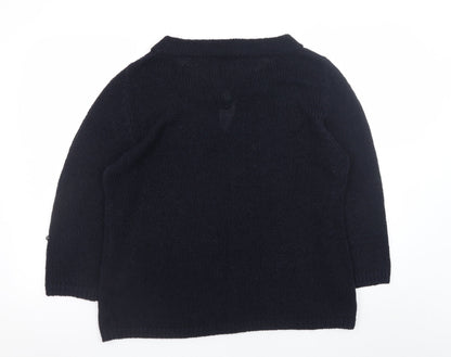 Close-up detail of Dash Black Knit V-Neck jumper, size 18