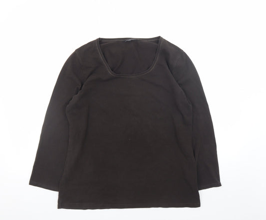 Hobbs Women’s Black Long Sleeve Stretch Cotton Scoop Neck Top XL