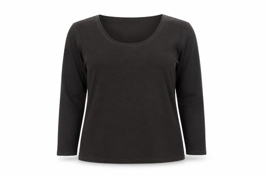 Hobbs Women’s Black Long Sleeve Stretch Cotton Scoop Neck Top XL