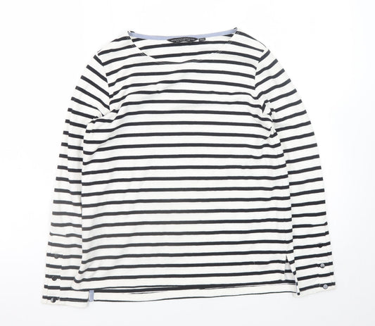 Dorothy Perkins Women's Black White Striped Boat Neck Long Sleeve T-Shirt UK 8