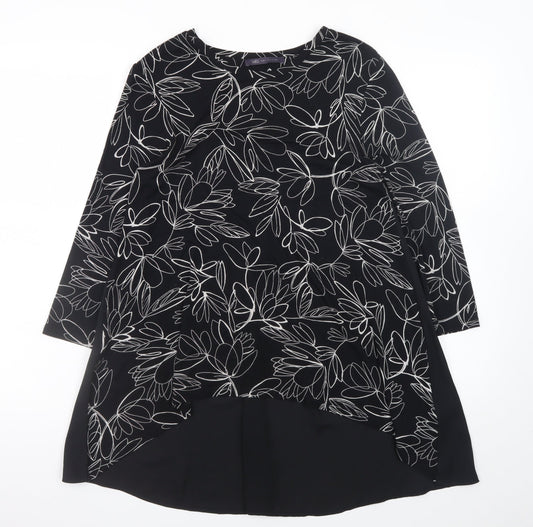 Marks and Spencer Women's Black Floral Hi-Low A-Line Dress Size 8