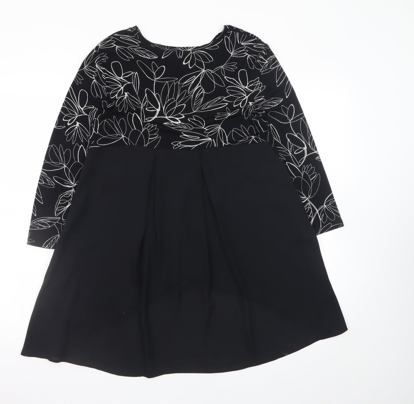 Marks and Spencer Women's Black Floral Hi-Low A-Line Dress Size 8